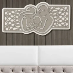 Capezzale moderno sacra famiglia 120x60 grigio tortora bianco