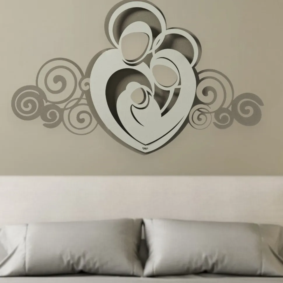 Capezzale quadro sacra famiglia per camera da letto moderna beige avorio