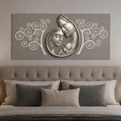 Capezzale sacra famiglia 80x40 argento avorio albero della vita tortora