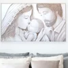Capezzale sacra famiglia 122x72 cornice legno bianca stile contemporaneo