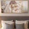 Capezzale sacra famiglia 120x60 decorato resina lucido cornice oro