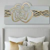 Capezzale sacra famiglia 120x60 moderna bianco foglia oro