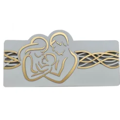 Capezzale sacra famiglia 120x60 moderna bianco foglia oro