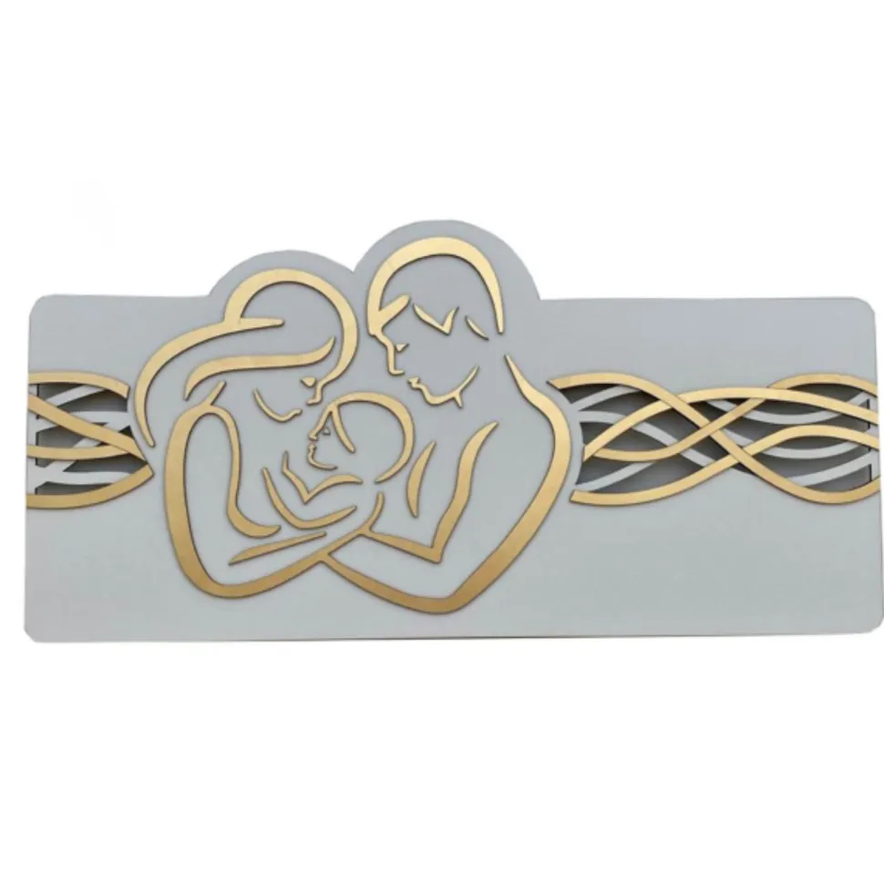 Capezzale sacra famiglia 120x60 moderna bianco foglia oro