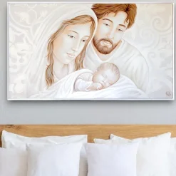 Capoletto classico capezzale sacra famiglia 122x72 quadro per camera da letto
