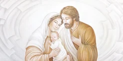 Capoletto classico 120x60 dipinto capezzale sacra famiglia per camera da letto