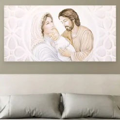 Capoletto dipinto sacra famiglia 120x60 quadro capezzale classico
