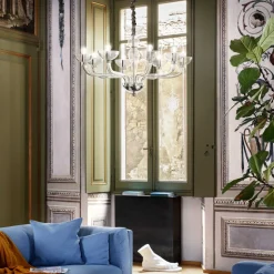 Casanova sp8 ideal lux lampadario 8 luci in vetro trasparente