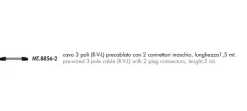 Cavo 3 poli (r-v-l) precablato 1.5mt con 2 connettori maschio per cod 8856