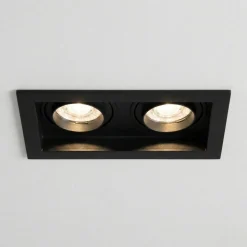 Cestello faretto da incasso controsoffitto nero 2 luci orientabili
