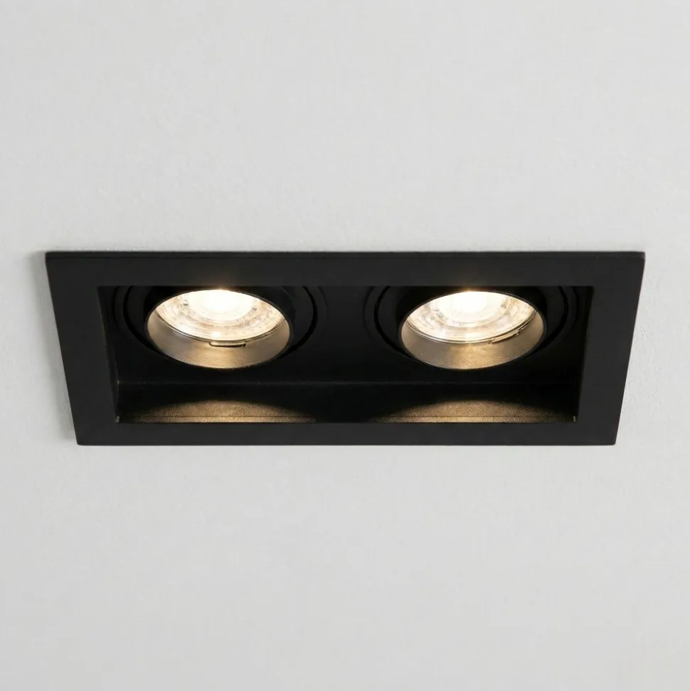 Cestello faretto da incasso controsoffitto nero 2 luci orientabili