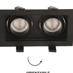 Cestello faretto da incasso controsoffitto nero 2 luci orientabili
