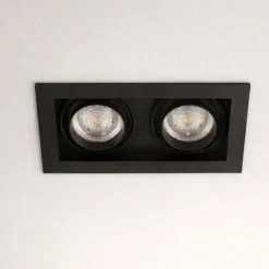 Cestello faretto da incasso controsoffitto nero 2 luci orientabili