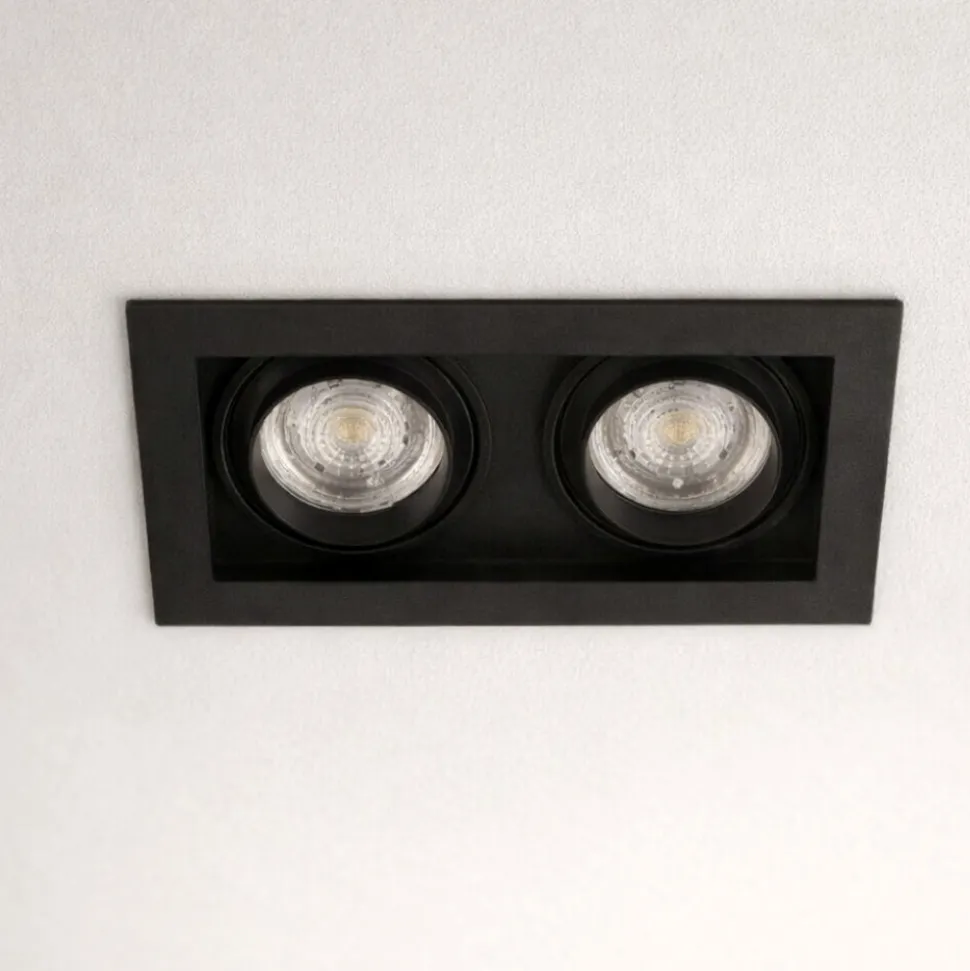 Cestello faretto da incasso controsoffitto nero 2 luci orientabili