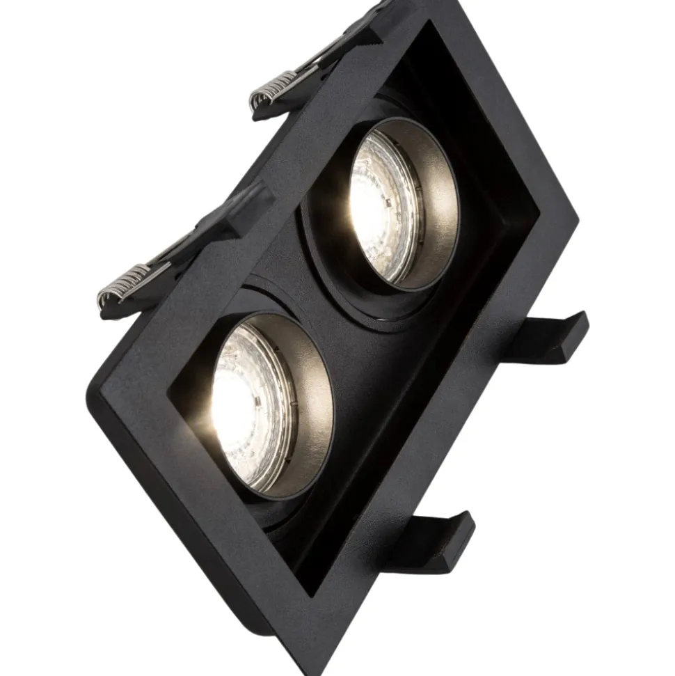 Cestello faretto da incasso controsoffitto nero 2 luci orientabili