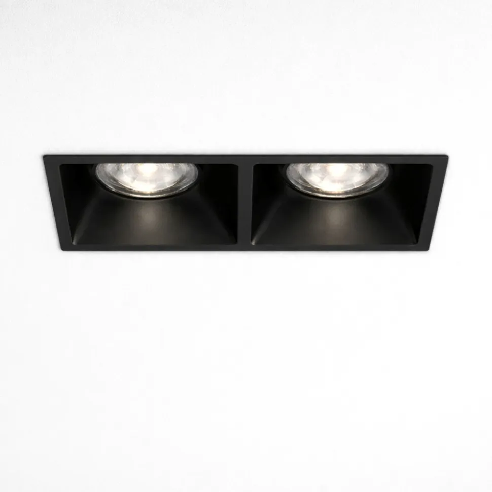 Cestello faretto nero 2 luci da incasso a soffitto