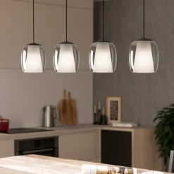 Ciampino eglo lampadario da cucina moderna in vetro 4 luci