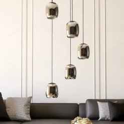 Ciampino eglo lampadario per cucina con portalampada in vetro grigio