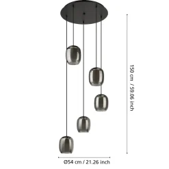 Ciampino eglo lampadario per cucina con portalampada in vetro grigio
