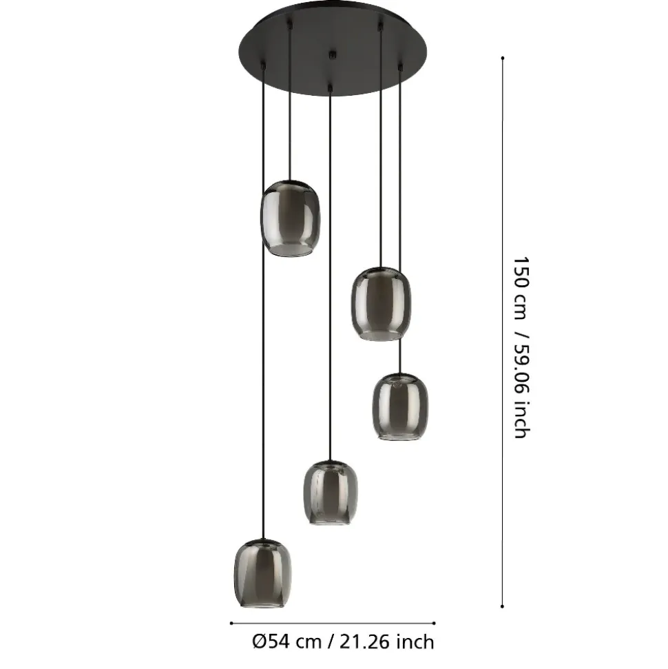 Ciampino eglo lampadario per cucina con portalampada in vetro grigio
