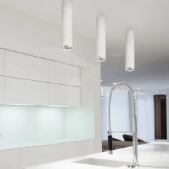 Cilindro da soffitto faretto bianco metallo 40cm