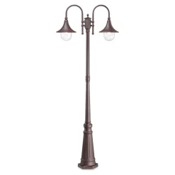 Cima pt2 lampione alto per esterno giardino marrone ip43 due luci ideal lux