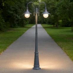 Cima pt2 lampione classico antracite due luci da giardino ideal lux