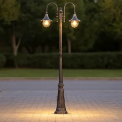 Cima pt2 lampione classico alto due luci da giardino ip43 ideal lux