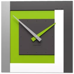 Clock40 stripes orologio a parete moderno verde mela bianco grigio