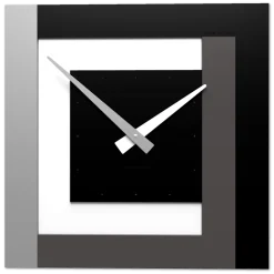 Clock40 stripes orologio moderno a parete nero bianco grigio