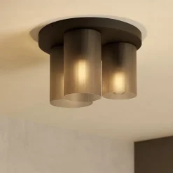 Colomera eglo plafoniera moderna in vetro grigio opaco 3 luci