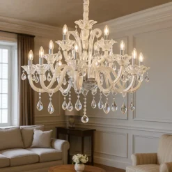 Colossal sp15 ideal lux lampadario di cristallo 15 luci goccia trasparente