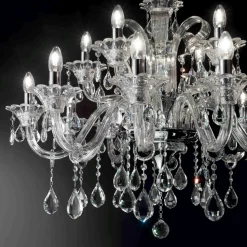 Colossal sp15 ideal lux lampadario di cristallo 15 luci goccia trasparente