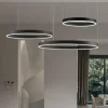 Composizione 3 lampadari anelli cerchi nero led 140w 2700k a 6000k