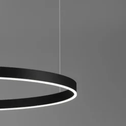 Composizione 3 lampadari anelli cerchi nero led 140w 2700k a 6000k