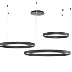 Composizione 3 lampadari anelli cerchi led nero