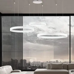 Composizione 3 lampadari cerchi bianchi led 3000k dimmerabile