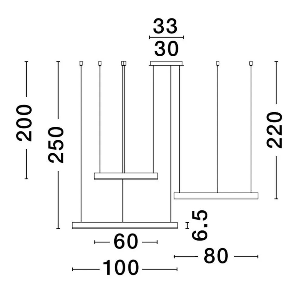 Composizione 3 lampadari cerchi bianchi led 3000k dimmerabile