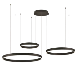 Composizione lampadari led cerchi nero per soggiorno moderno