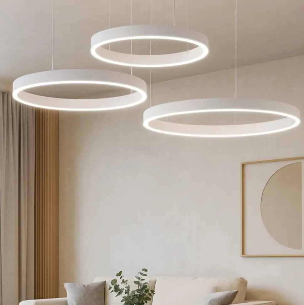 Composizione 3 lampade ad anelli bianco led 2700k a 6000k dimmerabile
