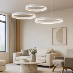 Composizione 3 lampade ad anelli bianco led 2700k a 6000k dimmerabile