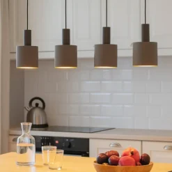 Concessa 1 eglo lampadario per tavolo cucina con 4 paralumi in tessuto