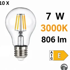 Confezione da 10 lampadine e27 led 7w 3000k 806 lumen dimmerabile