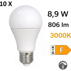 Confezione da 10 lampadine e27 led 8,5w 3000k dimmerabile