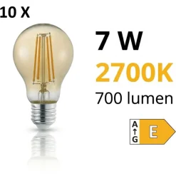 Confezione da 10 lampadine led e27 7w 2700k 700 lumen dimmerabile