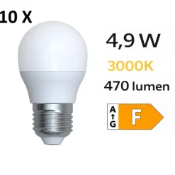 Confezione da 10 lampadine led e27 4,9w 3000k 470 lumen