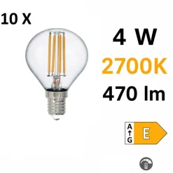Confezione 10 lampadine e27 dimmerabili led 4w 2700k 470 lumen