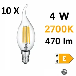 Confezione 10 lampadine e14 led 4w 2700k 470 lumen dimmerabile