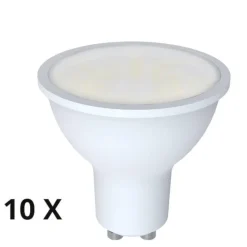 Confezione 10 lampadine gu10 led 4,9w 3000k ottica 360 430 lumen