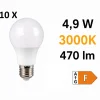 Confezione 10 lampadine led e27 4,9w 3000k 470 lumen